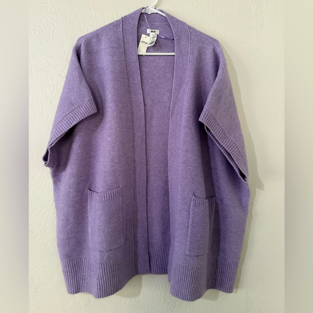 Aerie Soft Purple Open-Front Cardigan